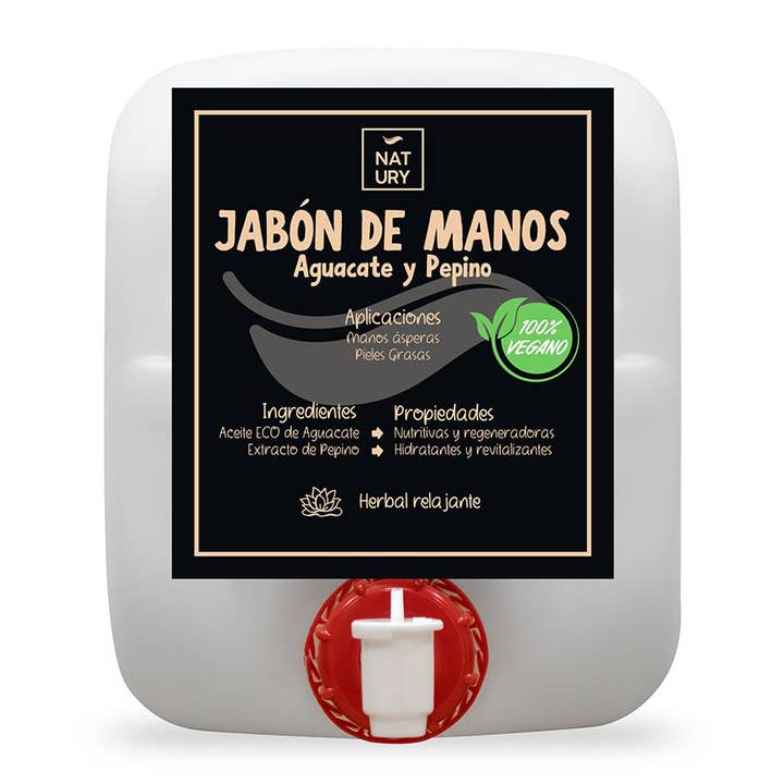 Sapone naturale per le mani con olio di avocado e cetriolo 20 L per la vendita all'ingrosso da parte di Natury Greencare