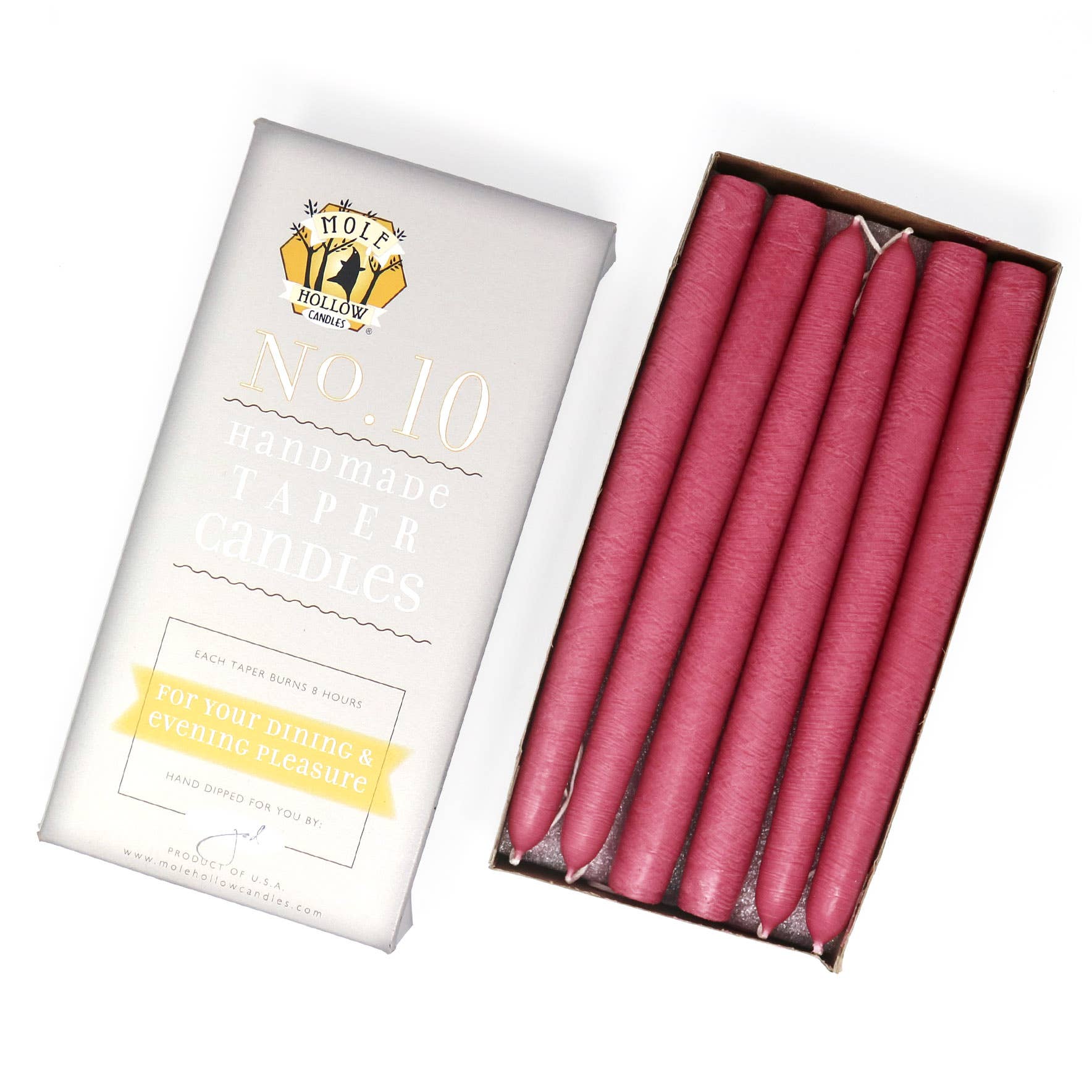 Mole Hollow Candles - Vente Bougies/bougeoirs coniques - Bougies effilées non parfumées trempées à la main de 10" - 39 couleurs fabriquées aux États-Unis11