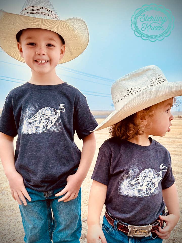 Sterling Kreek - Wholesale Screen Printed T-Shirt - Kids - MINI STEER WRESTLER TEE