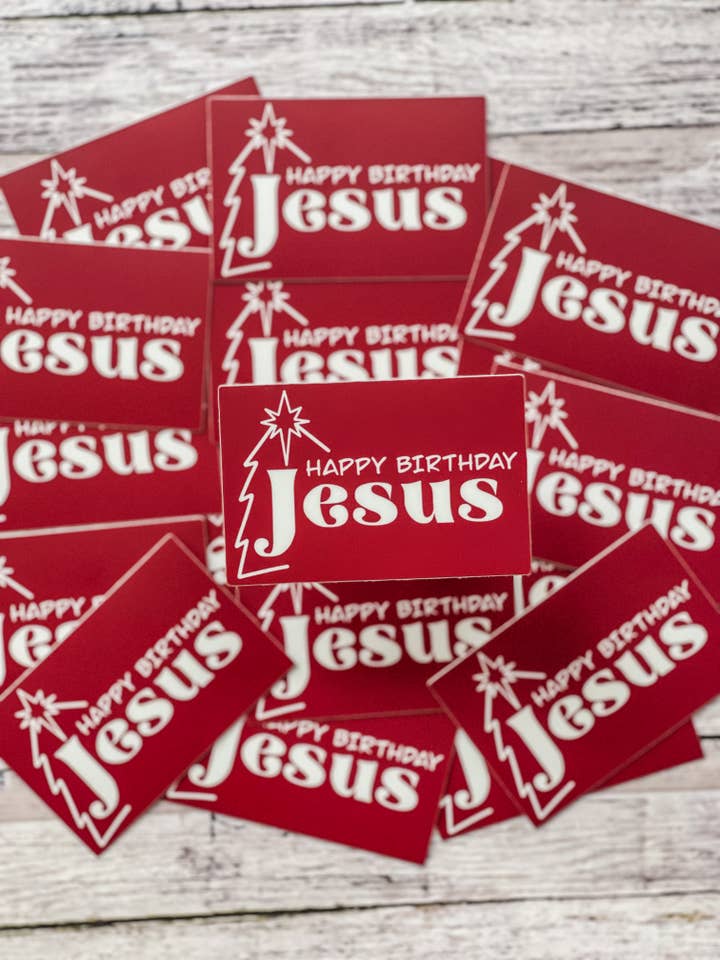 Autocollant Joyeux anniversaire Jésus Christian Christmas pour la vente par HH and Grace Co