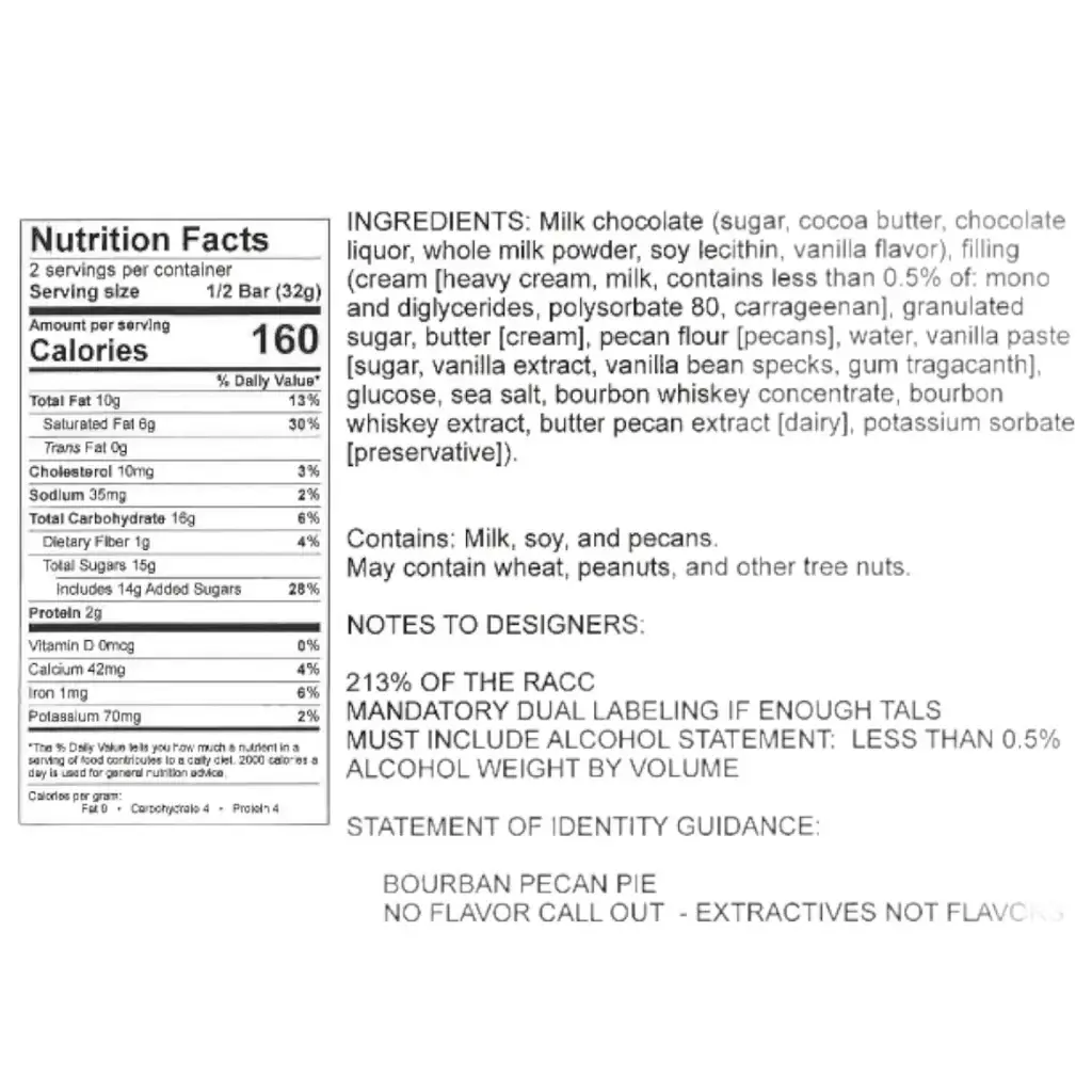 Hammond's Candies - Wholesale Chocolate Bar - Candy Bar - Milk Chocolate - Bourbon Pecan Pie - 2.25 oz1