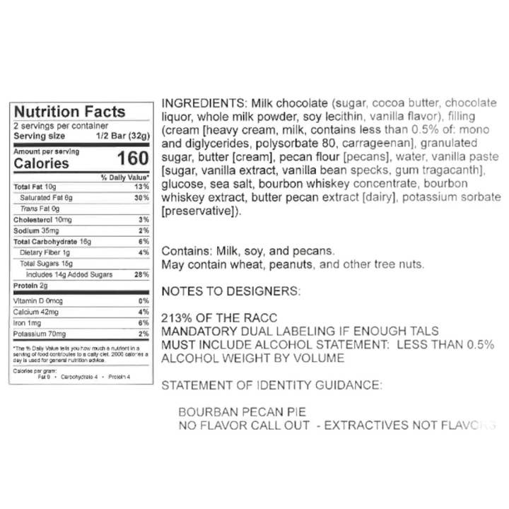 Hammond's Candies - Wholesale Chocolate Bar - Candy Bar - Milk Chocolate - Bourbon Pecan Pie - 2.25 oz1