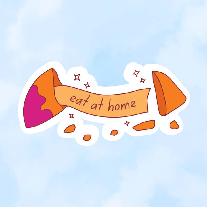 Eat at home fortune cookie vinyl sticker for wholesale by Little Sumo
