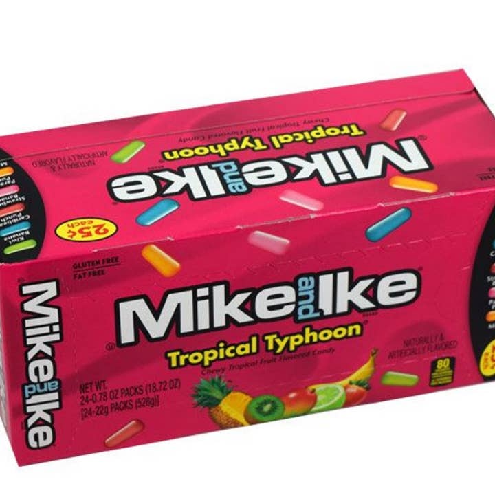 Long Island Candy Factory - Wholesale Gummy - Mike and Ike Tropical Typhoon Ounce 24 Count 3/99 Cent Pre Priced .078 Ounce