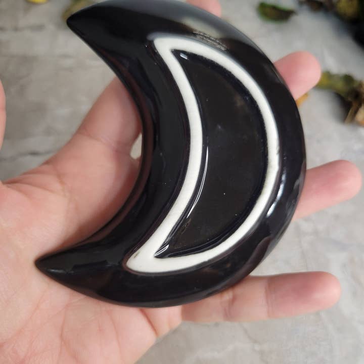 My Magic Place Shop - Wholesale Incense Holder - Ceramic Moon Plate Incense Burner Moon and Stars Plate Altar1