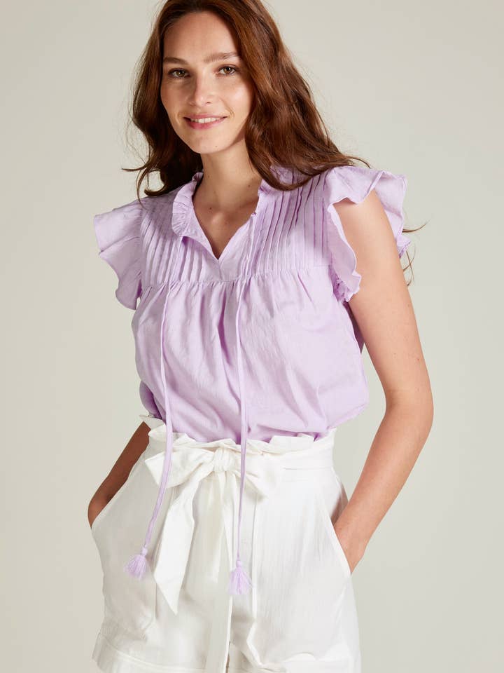 Andy & Lucy - Wholesale Blouse - Women's - TEHANI - Cotton blouse with ruffles at the shoulders10
