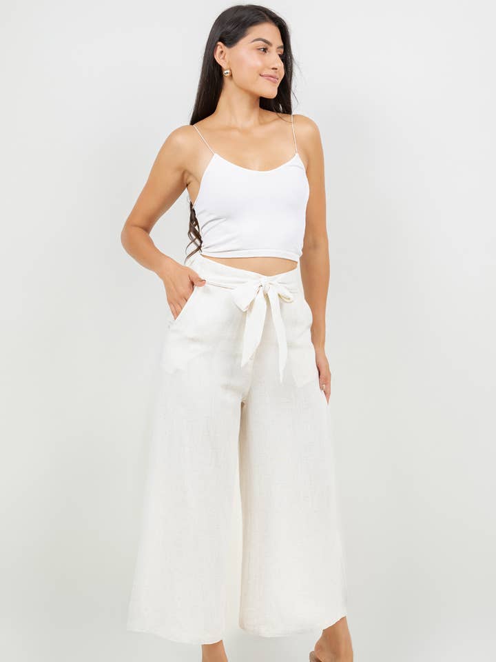 Veracci - Wholesale Pants - Women's - Linen Blend Wide-Leg Capri Pants
