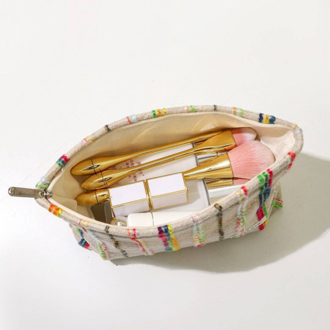 Funkyrel® Atzbranding Limited - Vendita all'ingrosso Borsa per trucchi/cosmetici - Cosbai - Pochette Beige Boho all'Uncinetto per Trucco con Cerniera2