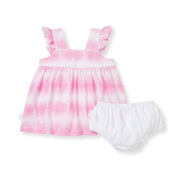 Pink Mauve Wavy Tie Dye Dress & Diaper Cover Set - Infant for wholesale on Faire