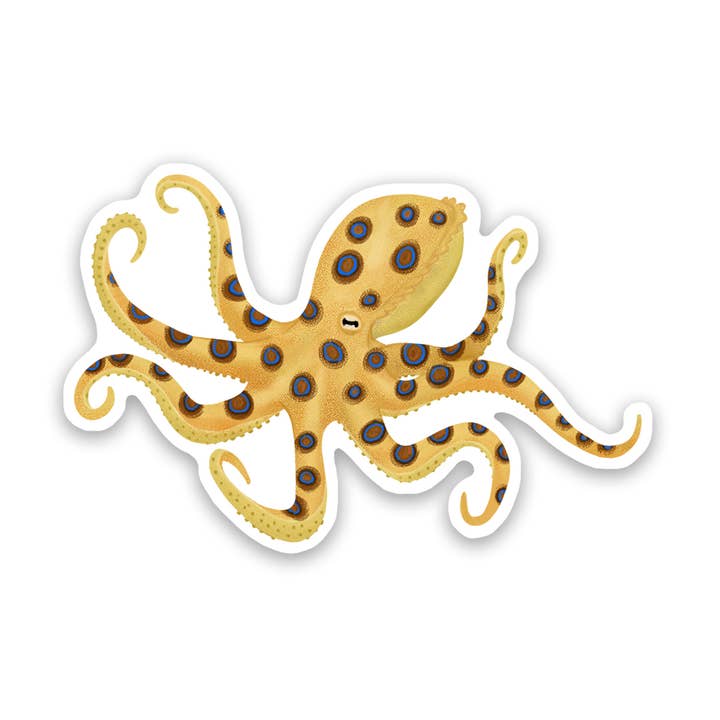 Blue Ringed Octopus Vinyl Sticker Decal for wholesale by Proper Wolf