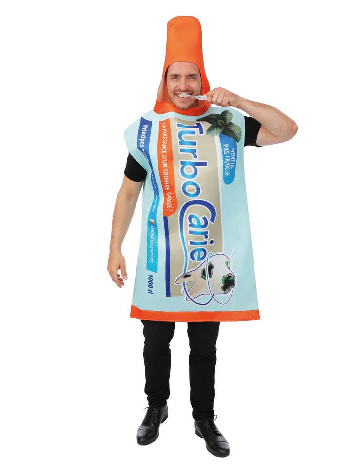 Costume dentifricio Turbocarie - adulto - taglia unica per la vendita all'ingrosso da parte di P'tit Clown