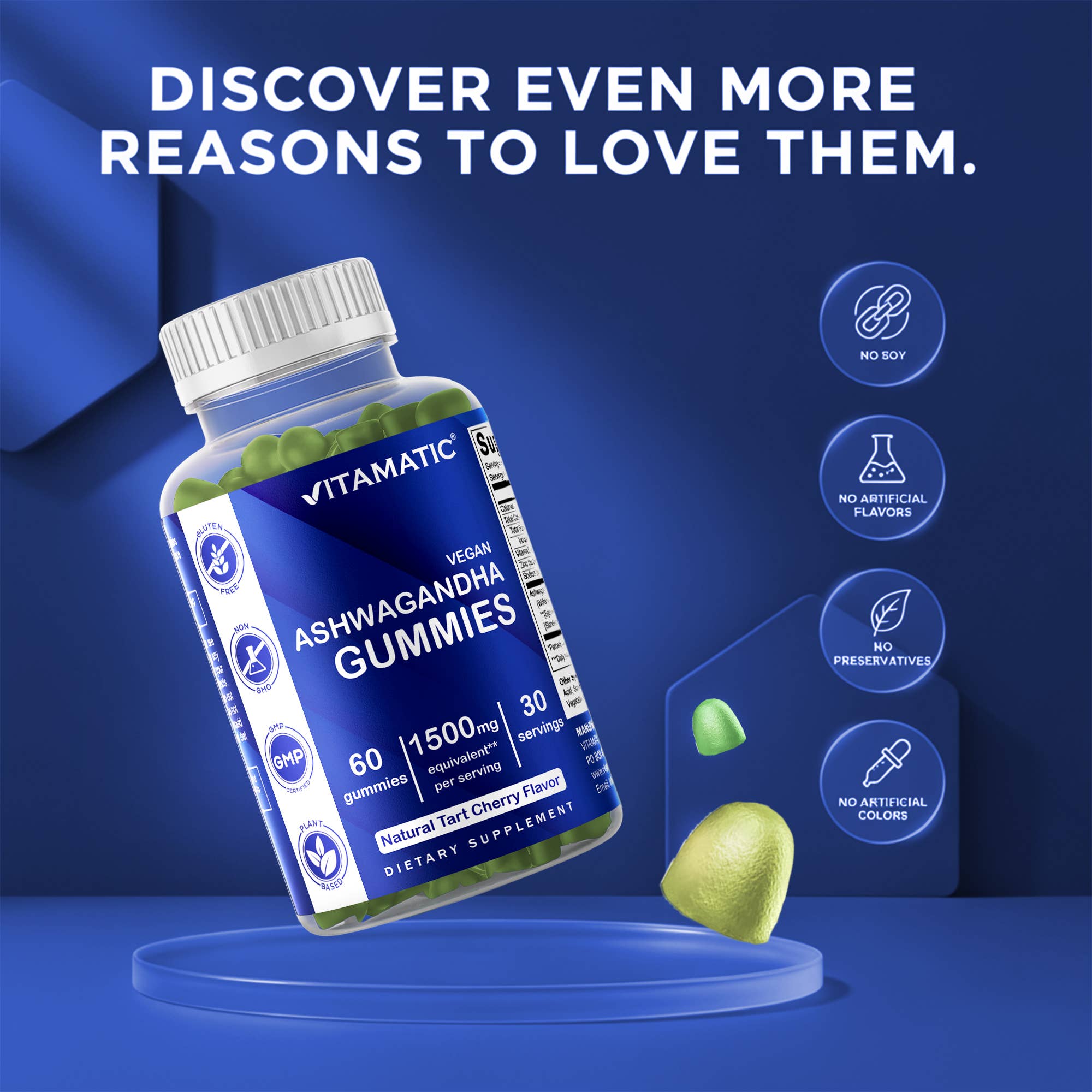 Vitamatic – wholesale Oral supplement/vitamin – Vitamatic | Ashwagandha 1500mg | 60 Vegan Gummies3