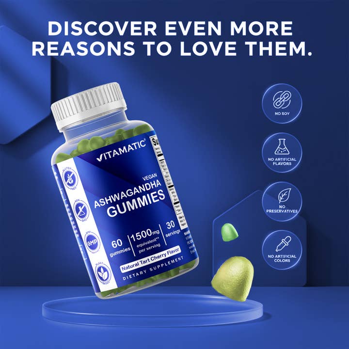 Vitamatic – wholesale Oral supplement/vitamin – Vitamatic | Ashwagandha 1500mg | 60 Vegan Gummies3