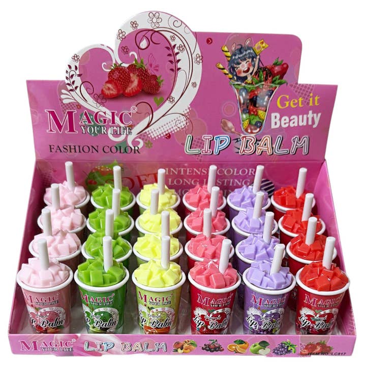 ASSORTED MAGIC YOUR LIFE FRUIT IN A CUP LIP BALM LC817 (24PC) for wholesale on Faire