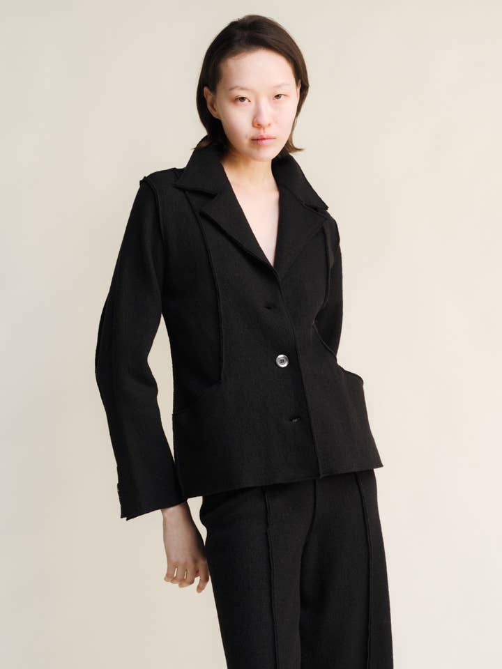 Black Boiled Wool Bar-Jacket for wholesale on Faire2