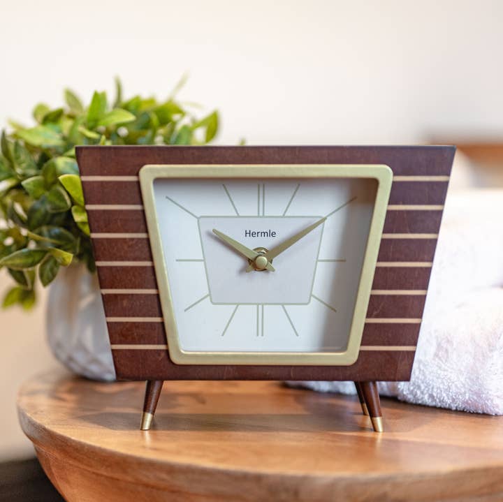 Hermle - Wholesale Desk Clock - Finn Retro Brown Wooden Desk Clock0