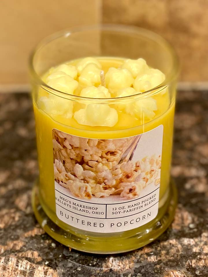 Candela popcorn al burro da 12 once per la vendita all'ingrosso da parte di Meg’s Makeshop