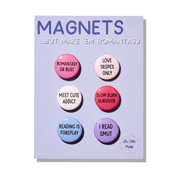 Romantasy Bookish Reader Funny Magnet Set for wholesale by La Folie Press