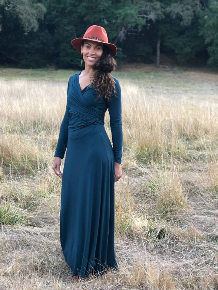 CARAUCCI - Wholesale Dress - Women's - Long Sleeve Wrap Maxi Dress
