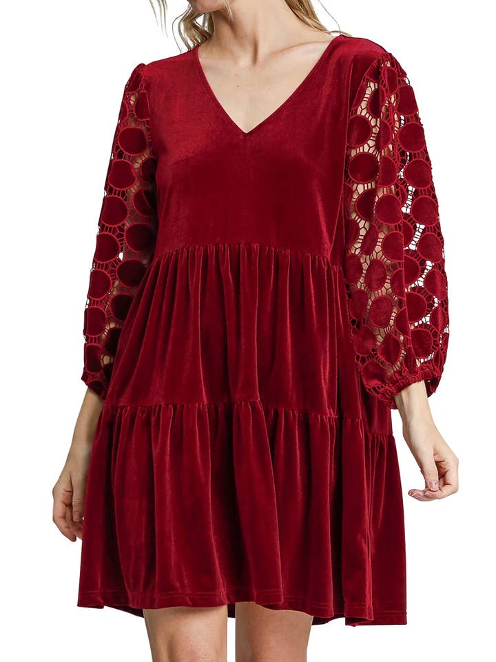 Tiered Velvet Mini Dress for wholesale by Vanilla Monkey