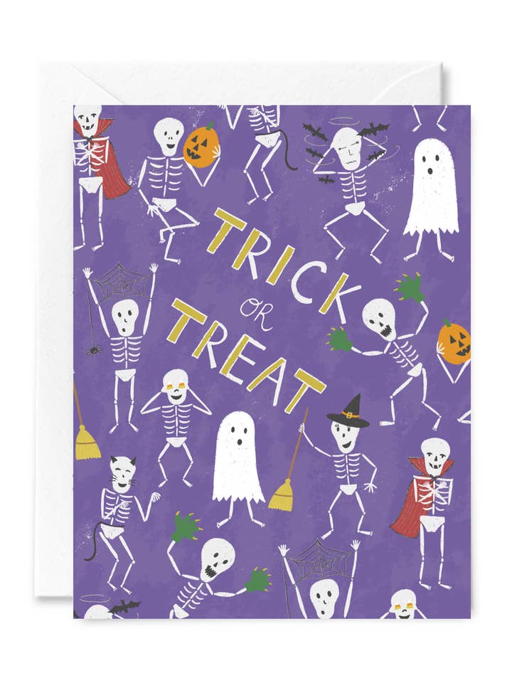 Trick or Treat Halloween lykønskningskort for engroshandel hos Courtney Beyer Design