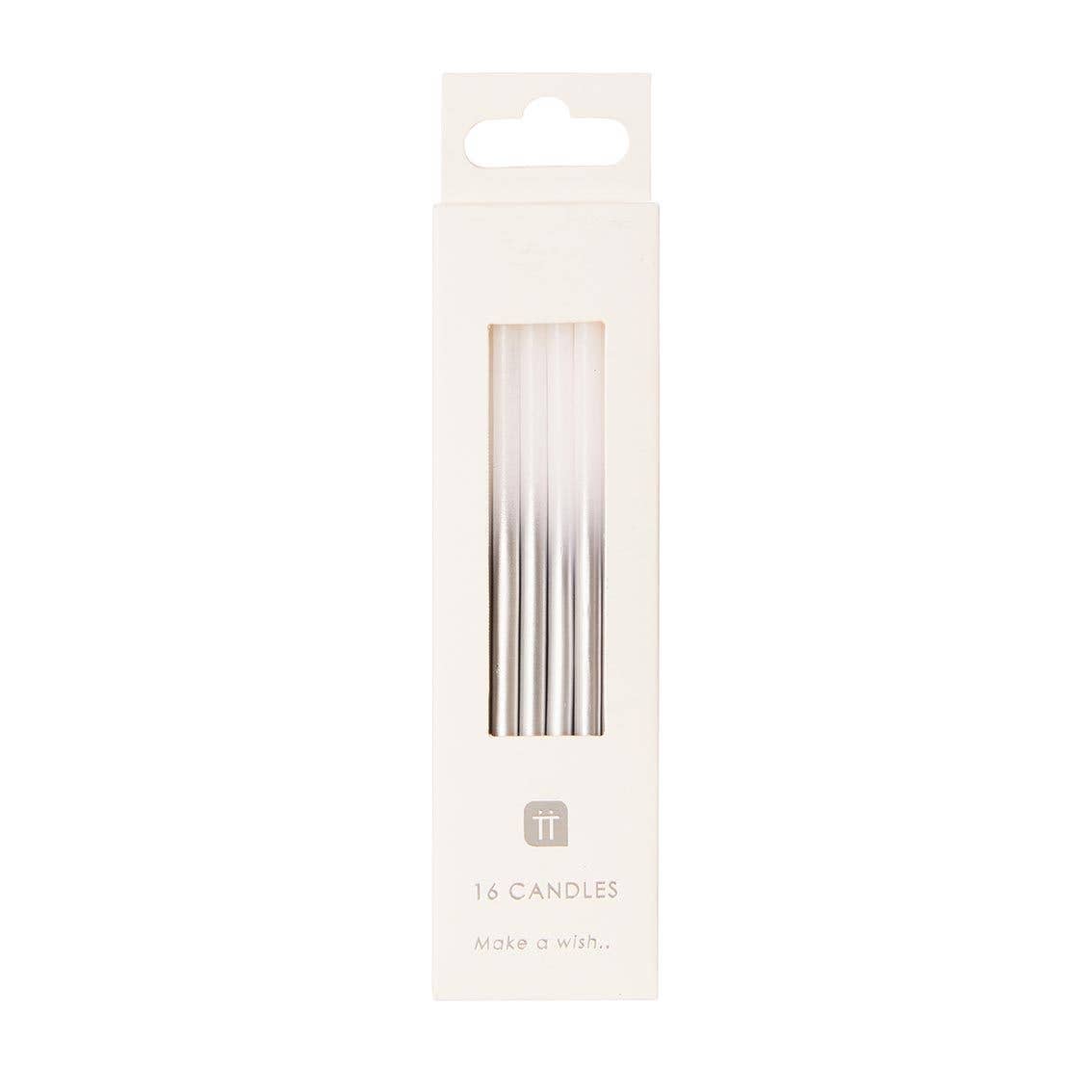 Talking Tables UK – wholesale Cake candle – White and Silver Candles | 16 Pack | Birthday Candles |3