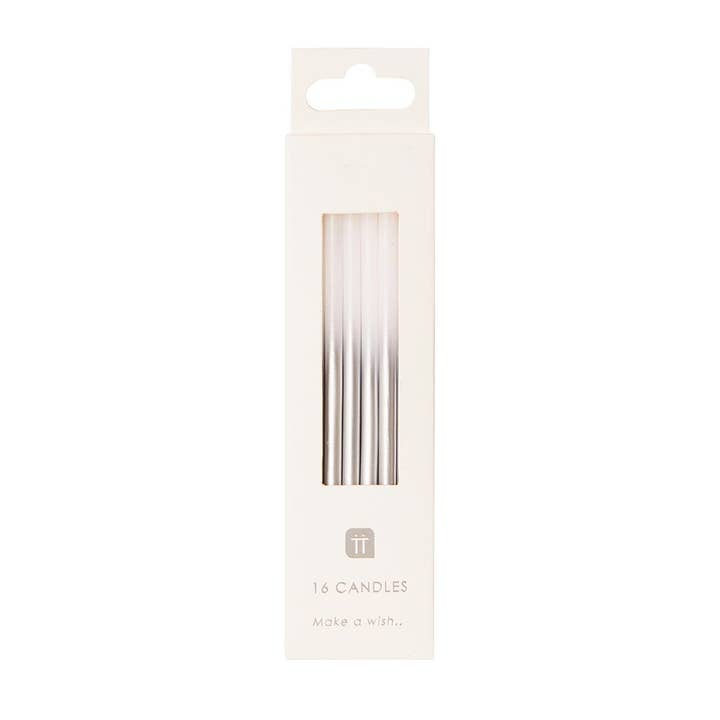 Talking Tables UK – wholesale Cake candle – White and Silver Candles | 16 Pack | Birthday Candles |3