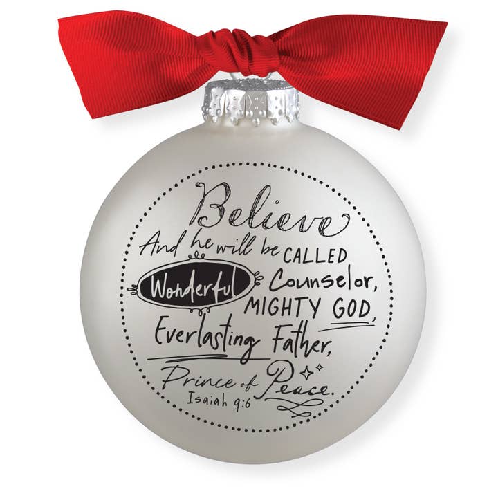 🎄 LCP Ornament Bauble Believe Ribbon Hang for wholesale by Cottage Garden