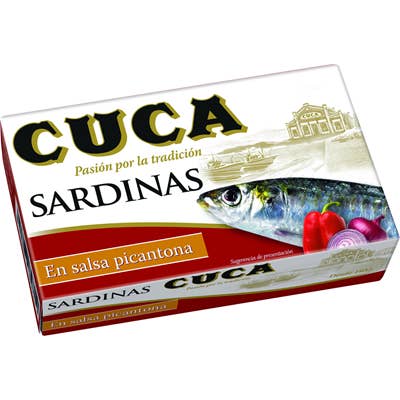 Delicatessen Spanish Food - Wholesale Tinned Fish - PACK OF 5 CANS CUCA sardinillas hot sauce 80 g can