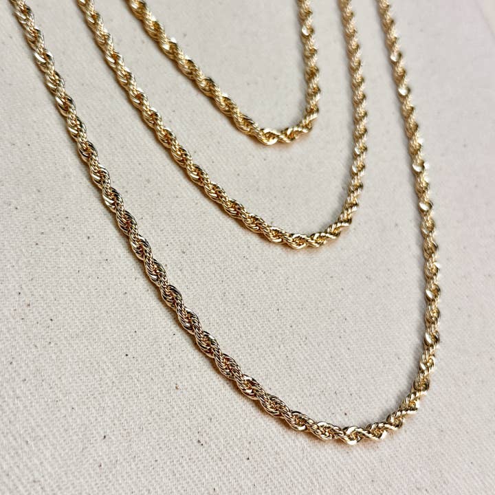 GoldFi - Wholesale Link & Chain Necklace - 18k Gold Filled Rope Chain In 3.0mm Thickness Gold Chain Com