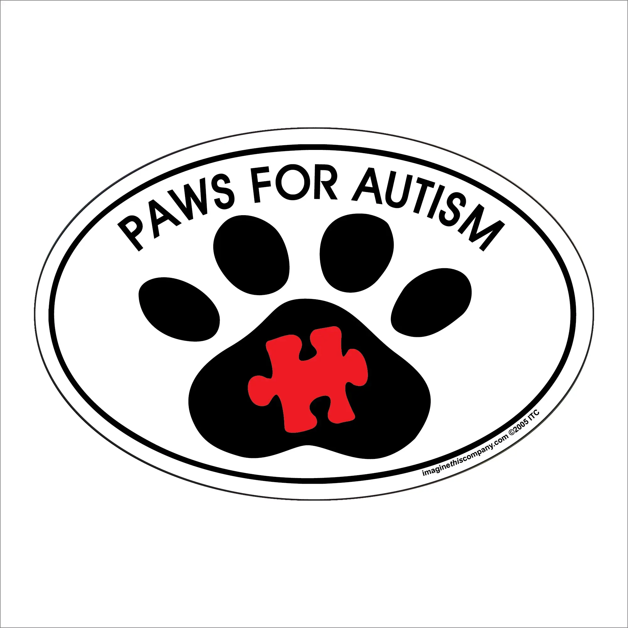 Imagine This Company - Vente Autocollant - Paws For Autism Oval0