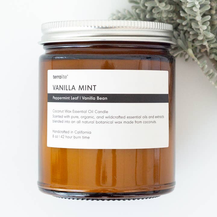 VANIGLIA MENTA - candela olio essenziale per la vendita all'ingrosso da parte di Terralite