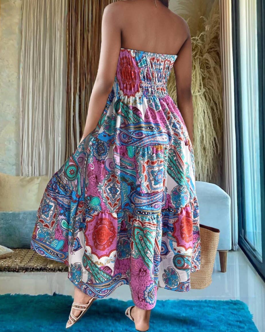 Rosa Clothing - Wholesale Skirt - Women's - Swing Style Bohemia Ethnic Floral maxi skirt20