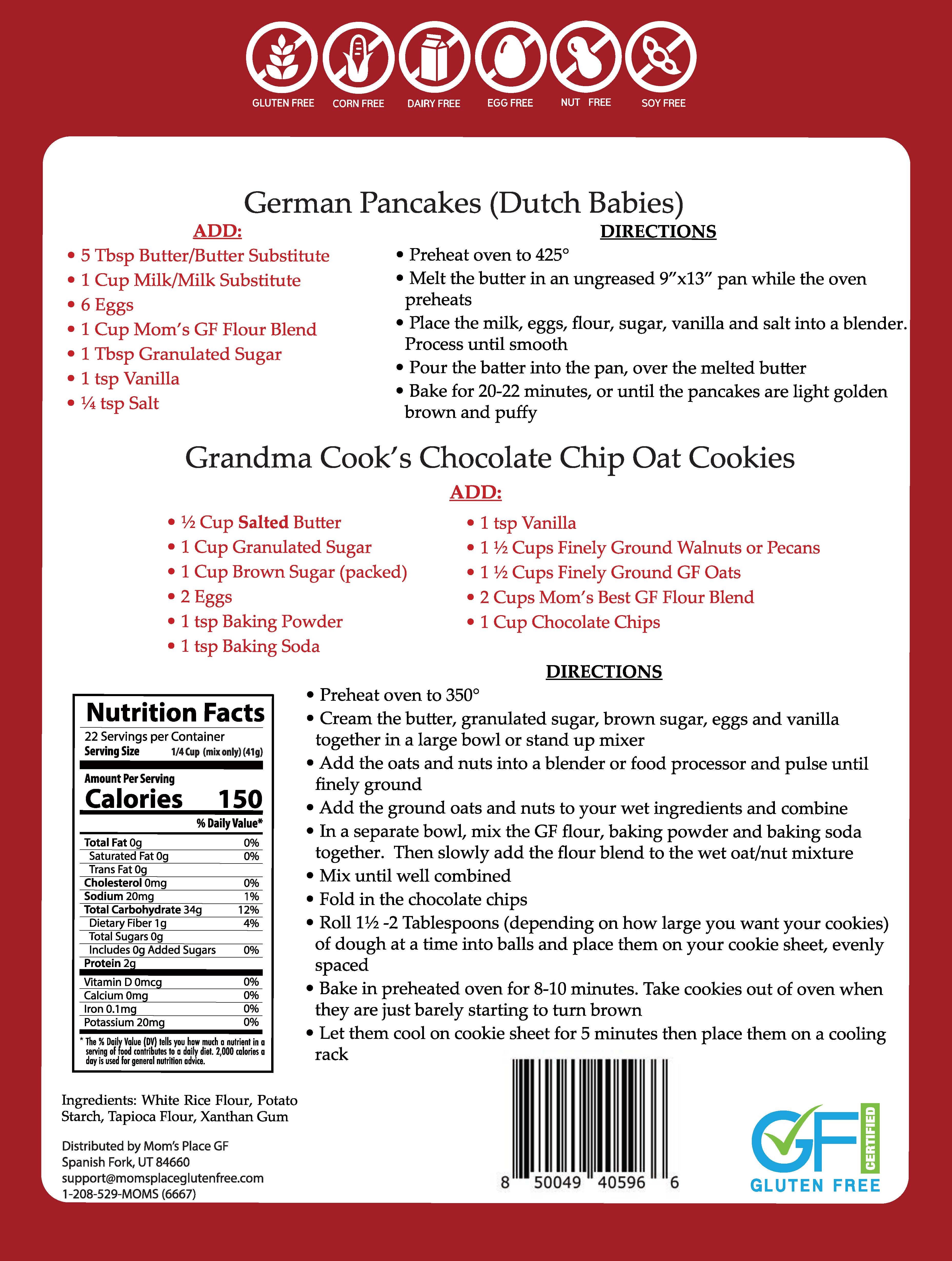 Mom's Place Gluten Free - Vente Farines - Mélange de Farine Sans Gluten Mom's Place - 907 g2