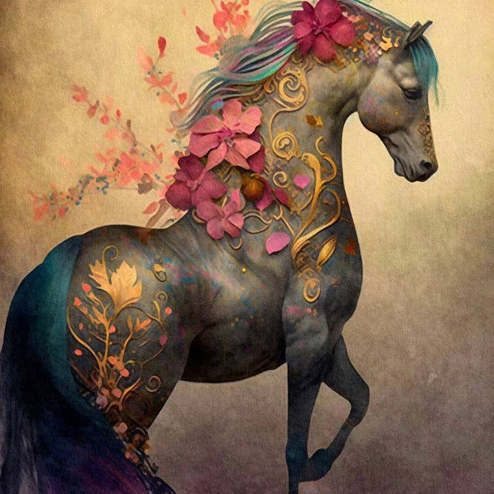 Ninnys Napkins - Wholesale Craft Supplies - Ninny's Decoupage Rice Paper - Floral Horses VI