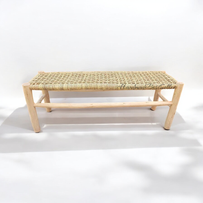 HandmadeBestSeller - Vente Bancs - Banc marocain avec corde feuille de palmier1