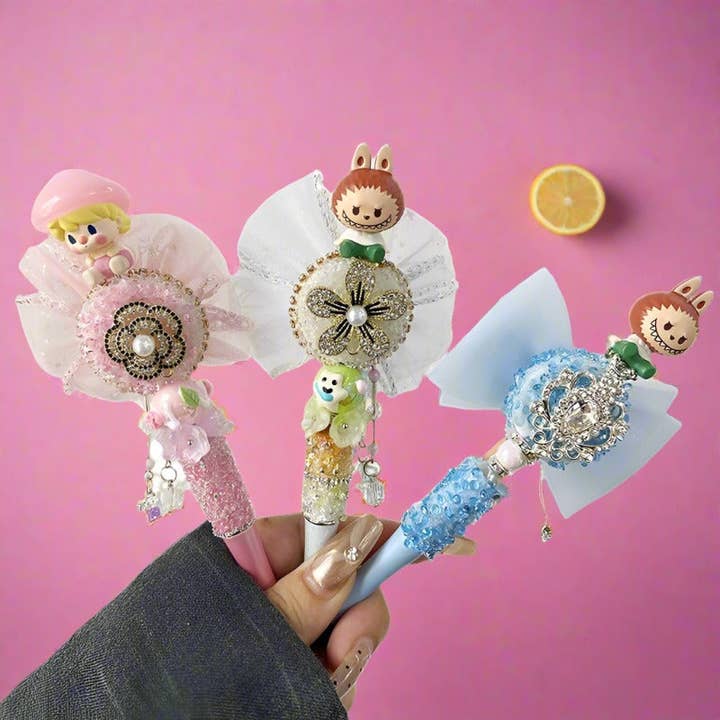 Beaded Pens Heavy Duty Hand-painted Diamond Beads Bow for wholesale by KiddieKickz