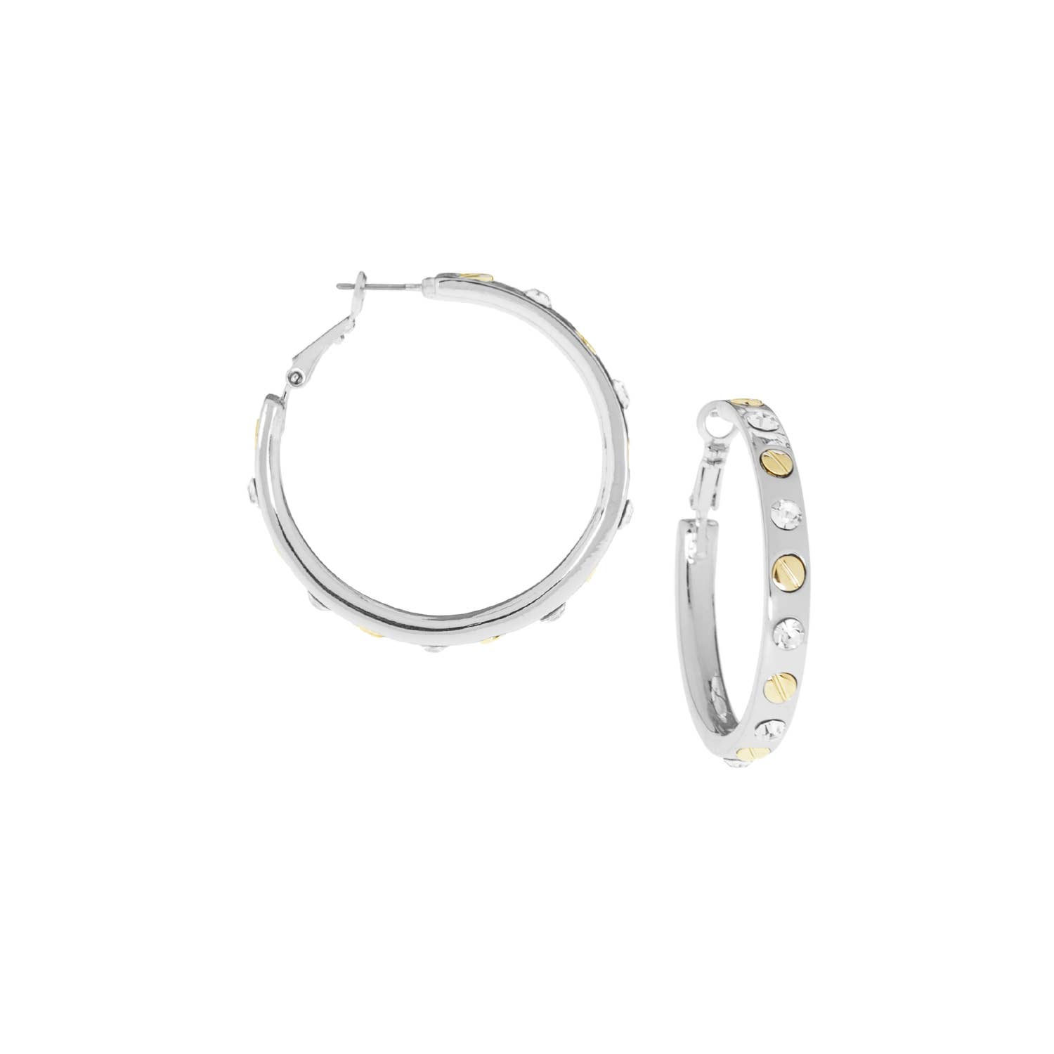 Marlyn Schiff - Wholesale Hoop Earrings - shiny nailhead gemstone hoop2