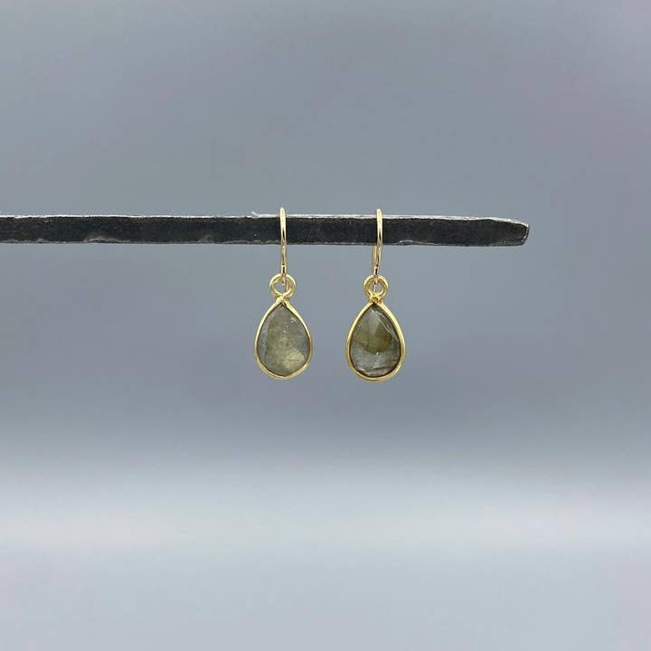 Gold Stone Teardrop Earrings for wholesale by Something Silver