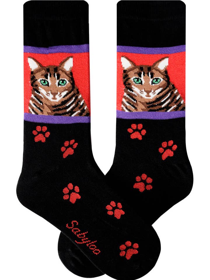 Brun Tabby Cat Sokker for engroshandel hos Sabyloo