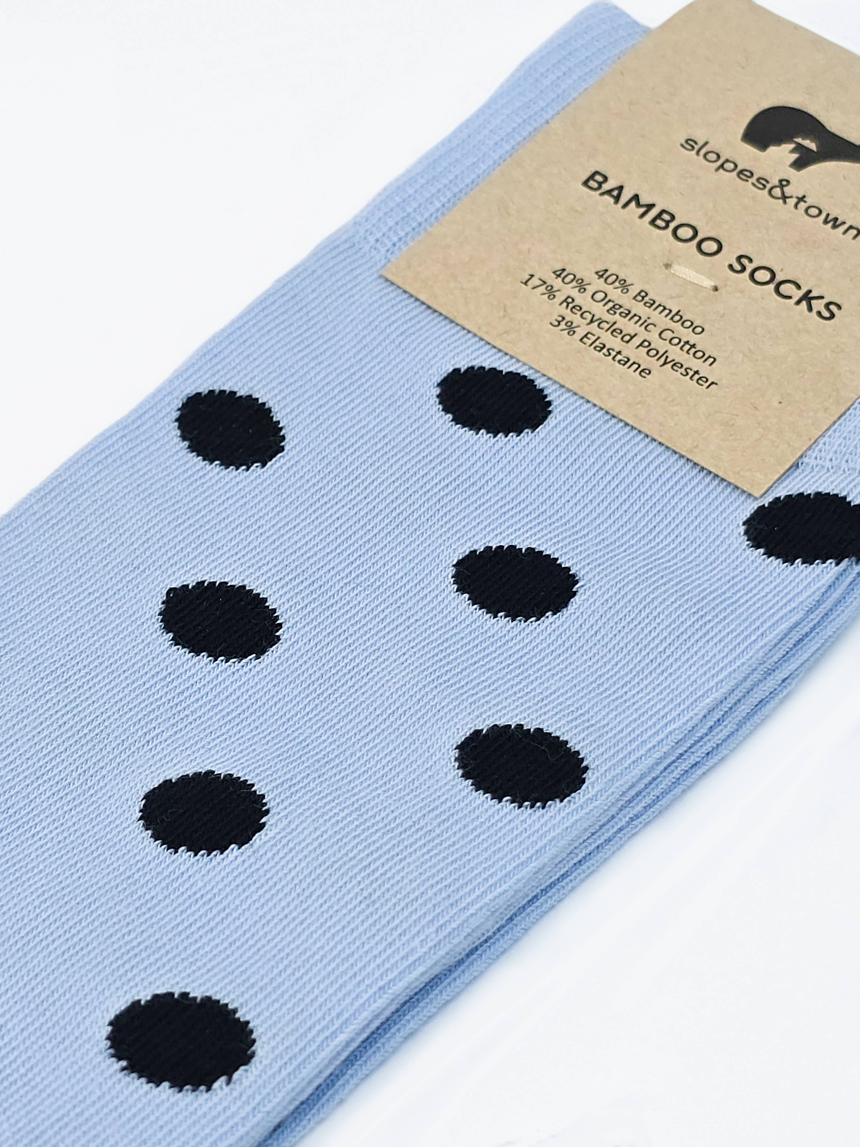 Slopes&Town - Wholesale Socks - Unisex - Faded Blue and Black Dots Bamboo Socks1