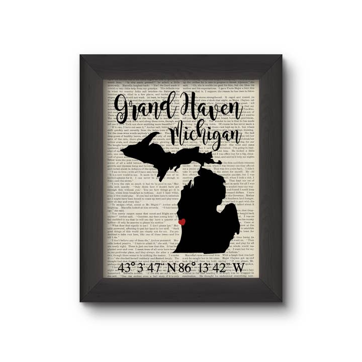 Grand Haven, Michigan for wholesale by Cecelia Rose Book Page Art