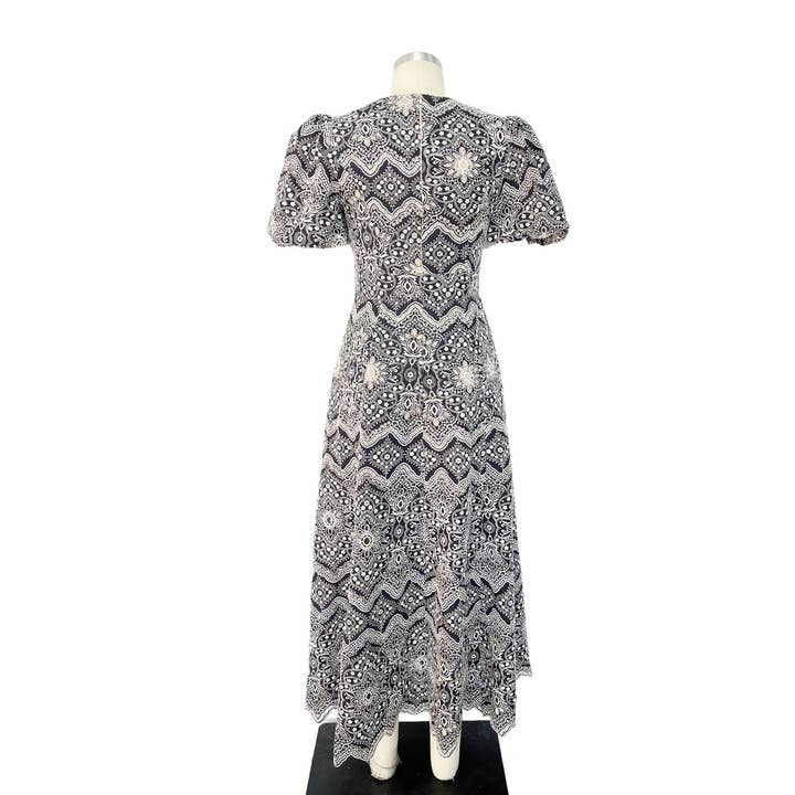 NAVY Asymmetrical Embroidery Maxi Dress for wholesale on Faire7