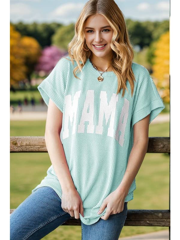 HEIMISH - Wholesale Tunic - Women's - ET7523-10 SOLID RIBBED LETTERING TOP