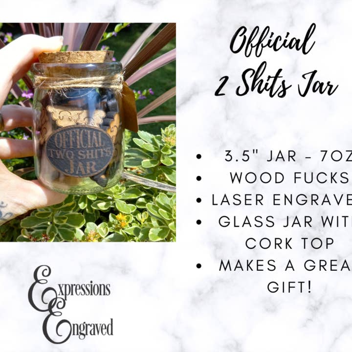 Official Two Shits Jar for wholesale by Expressions Engraved