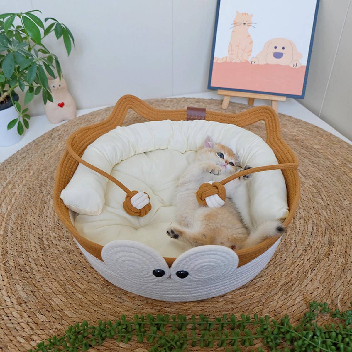 PAWPAWwholesale - Wholesale Pet Bed - Cat - Woven Cat House with Toy Ball for All Seasons_CWMM656121