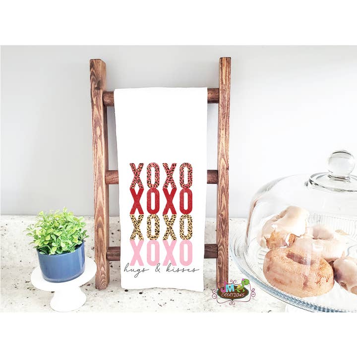 16"x24" XOXO Hugs & Kisses Waffle Towel for wholesale by JMCreationsNC