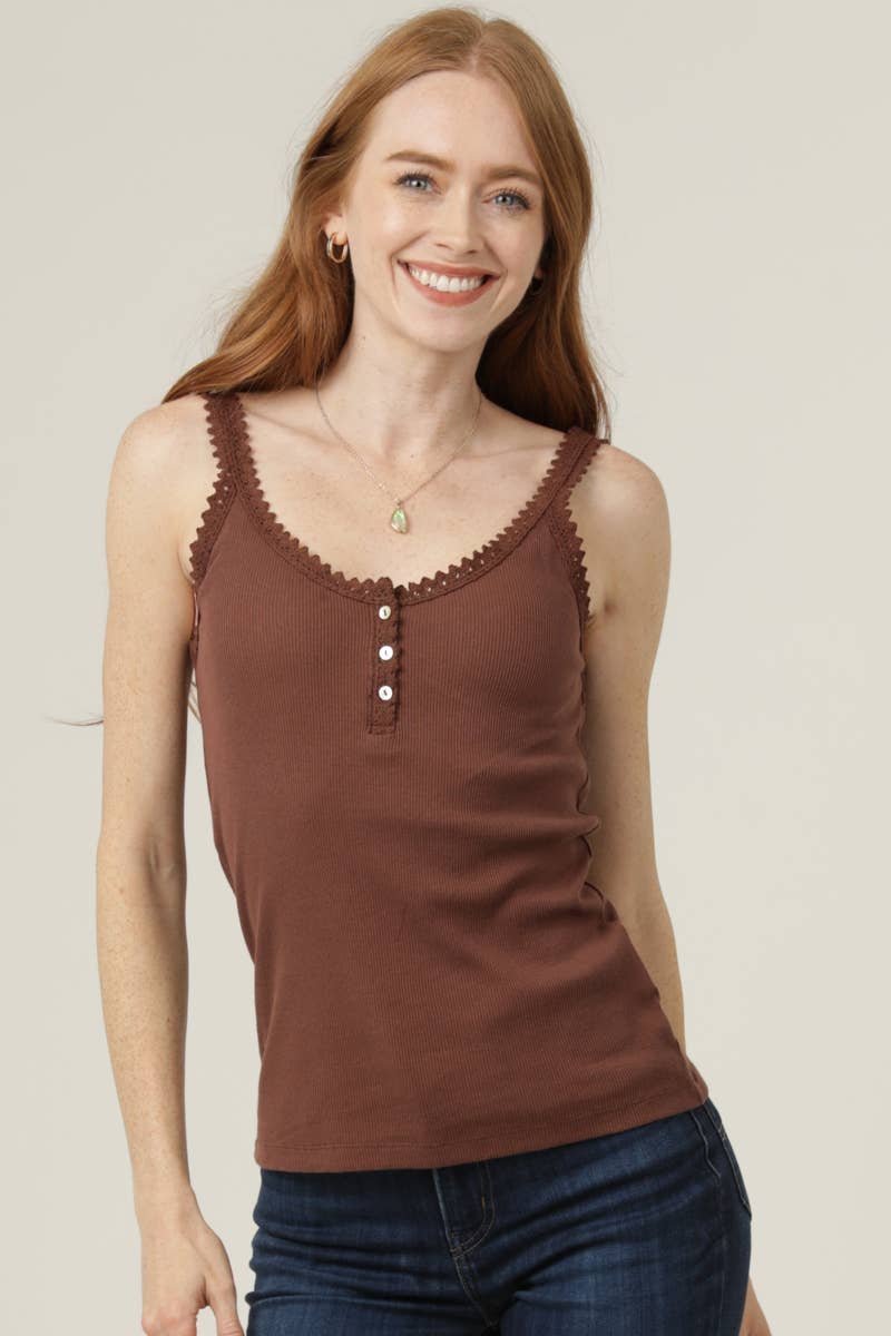 ANGIE - Wholesale Camisole - Women's - X2AG9-ASIS LACE TRIM RIB KNIT CAMI48