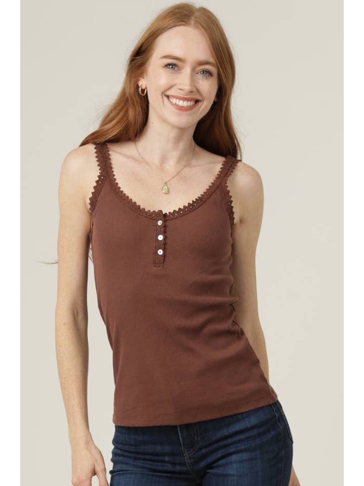 ANGIE - Wholesale Camisole - Women's - X2AG9-ASIS LACE TRIM RIB KNIT CAMI48