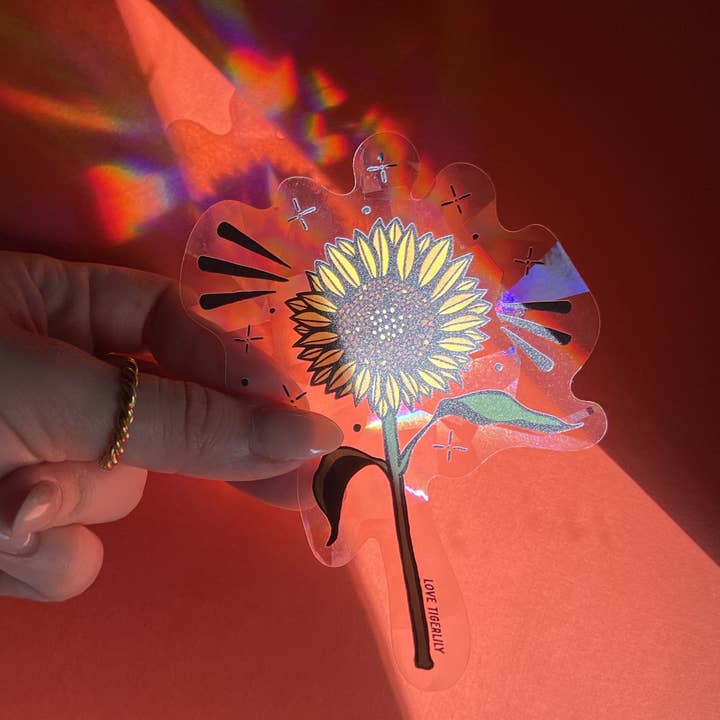 Sunflower Flower Suncatcher/Rainbow Maker Window Sticker for wholesale by Love Tigerlily